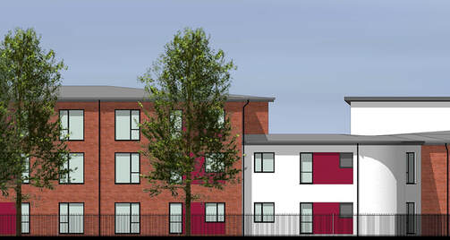 Coloured elevation of the rear of Winford House