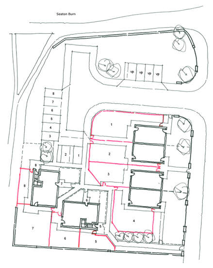 Sketch site plan of Seaton Burn