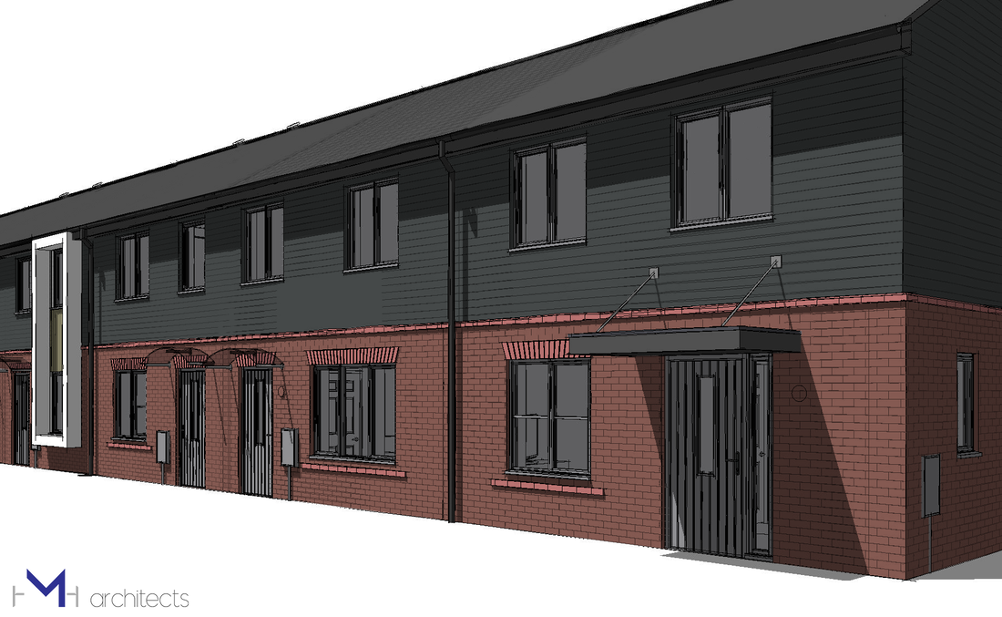 Concept 3D sketch view of the housing scheme at Eldon Street
